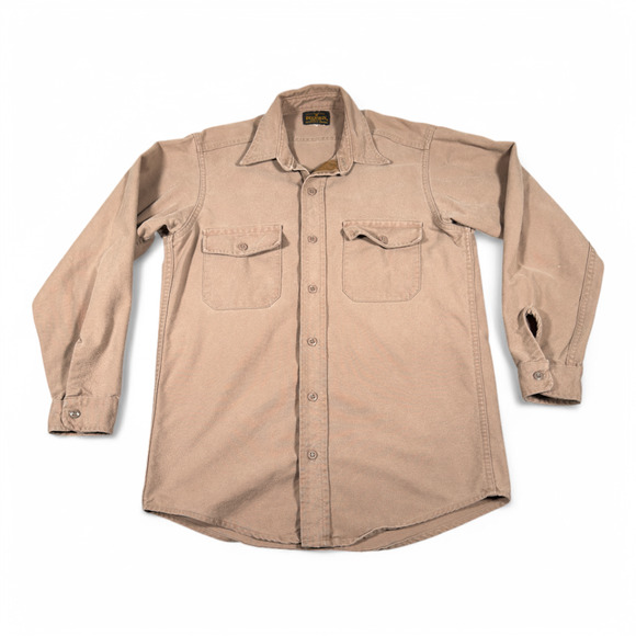 Vintage Deerskin Shirt Adult MEDIUM Brown Flannel Workwear Hunting USA Made 70s - Picture 1 of 12